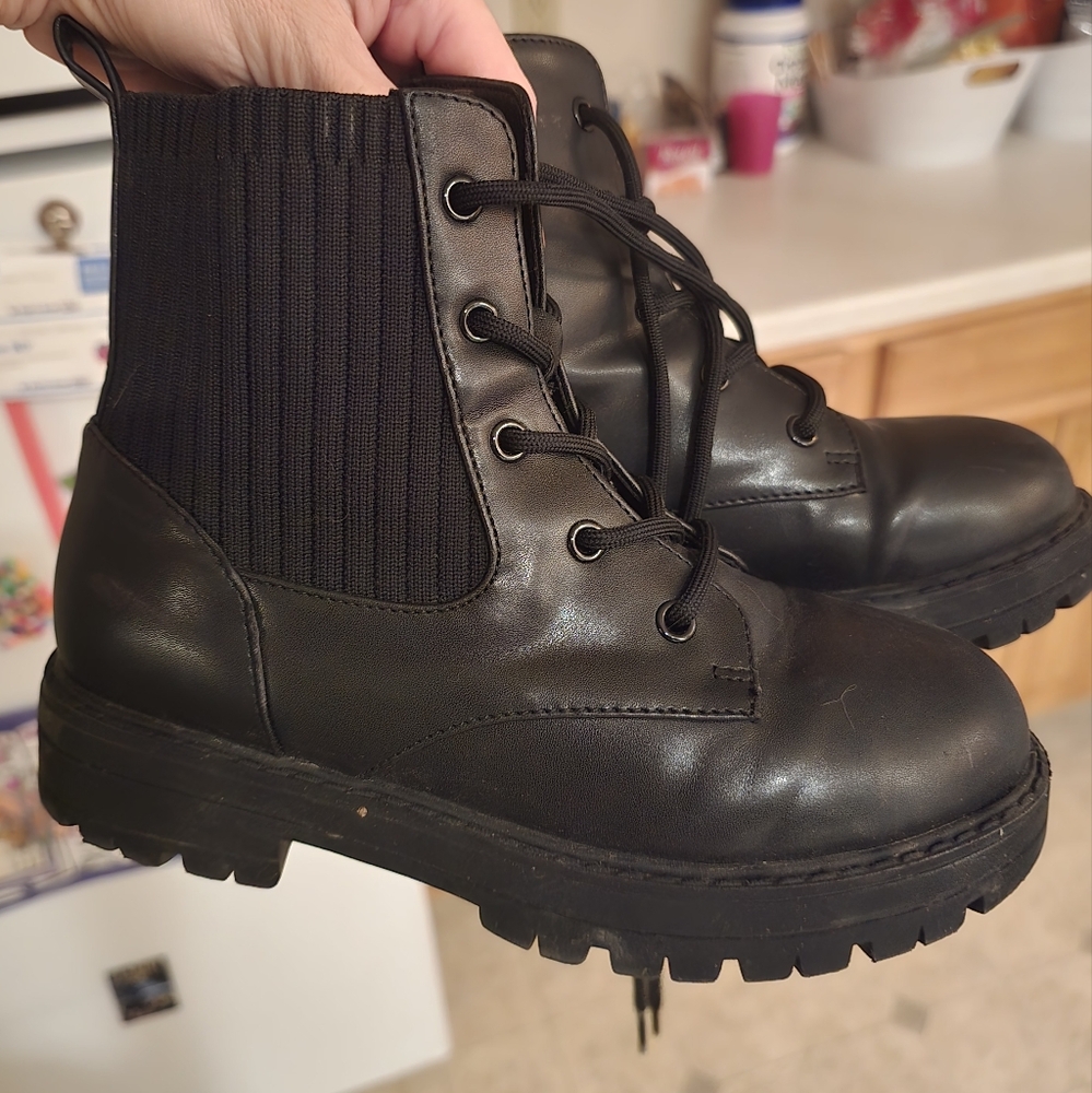 Black Lace-Up Ankle Boots